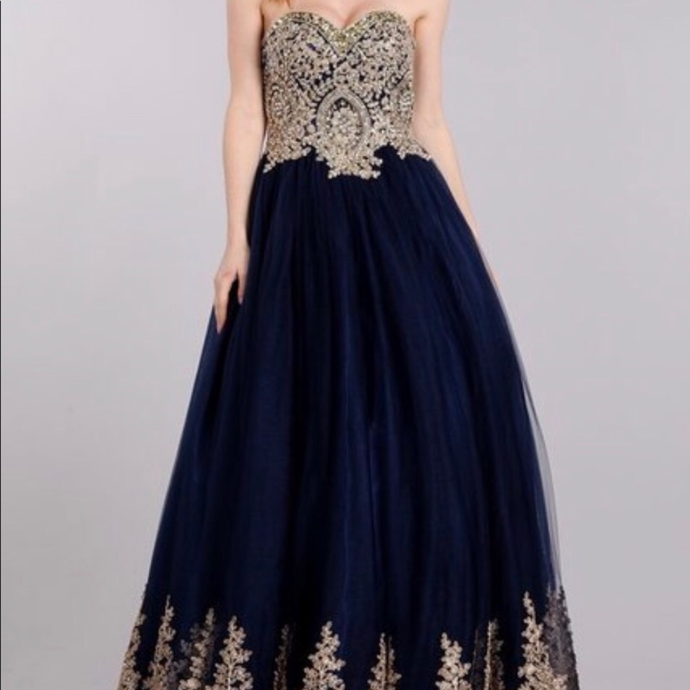 Royal Blue Strapless Prom Dress